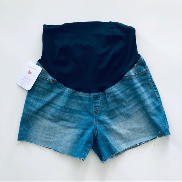 Isabel Maternity by Ingrid & Isabel Pants - Isabella Maternity Fray Hem Cut Off Jean Shorts